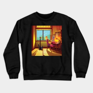 Japanese Music Life of A Guitarist Music Vibes of the 80s Crewneck Sweatshirt